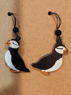 Puffin Bird Dangle Earrings by Sienna Sky for Left Hand Studios